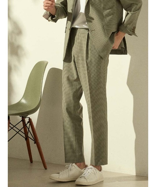 Perfect Suit FActory スラックス ウール×シアサッカー ギンガム
