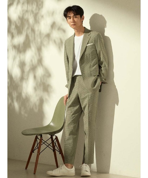 DRIES VAN NOTEN シアサッカー スラックス ギンガムチェック 46 Perfect Suit FActory スラックス ウール×シアサッカー ギンガム