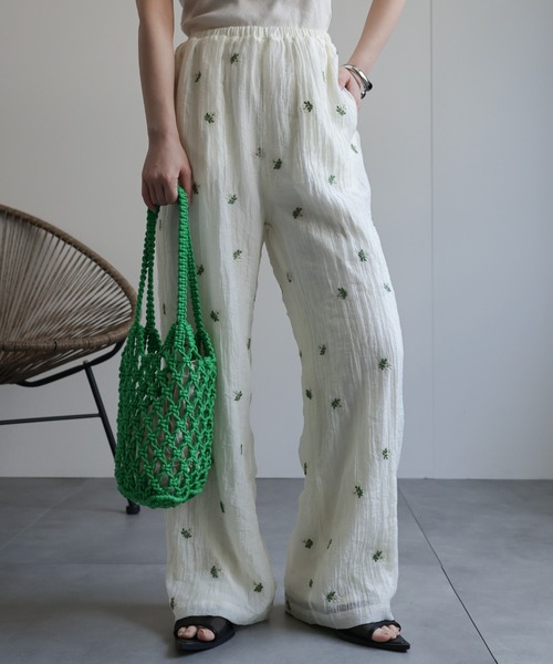 アンティークフランス ドロワーズ ペチパンツ 草花アイレット＆スカラップ刺繍 アンティークフランス ドロワーズ ペチパンツ 草花アイレット