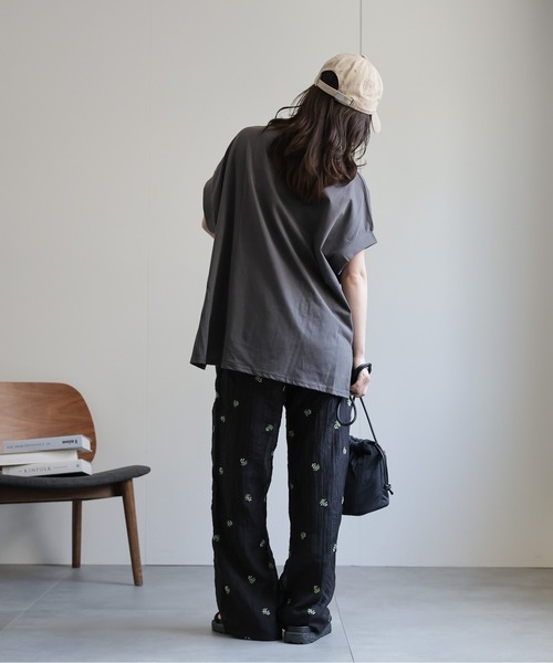 ap retro パンツ 小花柄刺繍シアーラフパンツ / イージーパンツ