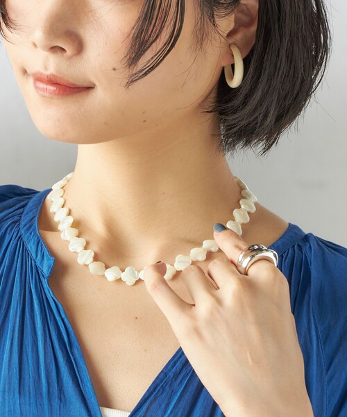 【1点物】シェルネックレス&ピアスSET Jewel VOX ネックレス レディース イニシャル ピアス セット