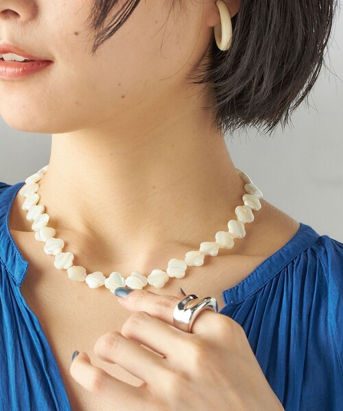 【1点物】シェルネックレス&ピアスSET Jewel VOX ネックレス レディース イニシャル ピアス セット