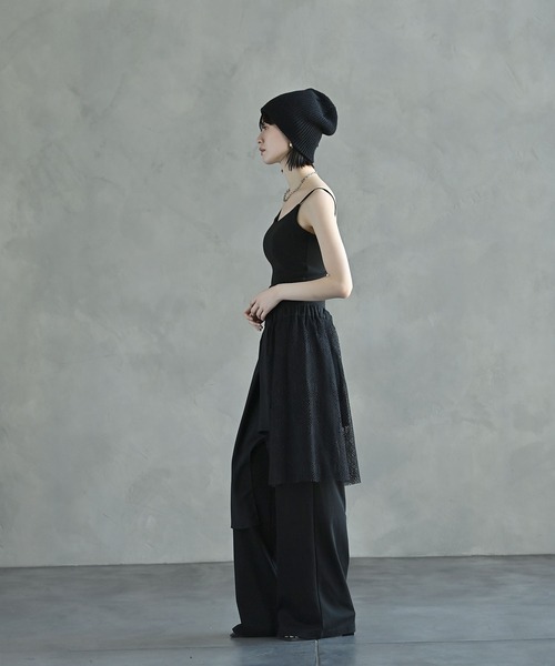 funda mine パンツ アシンメトリーレイヤードパンツ レディース