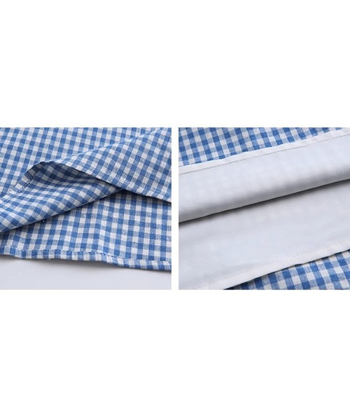 ワンピース ギンガムチェック サイドリボン ノースリーブワンピース 