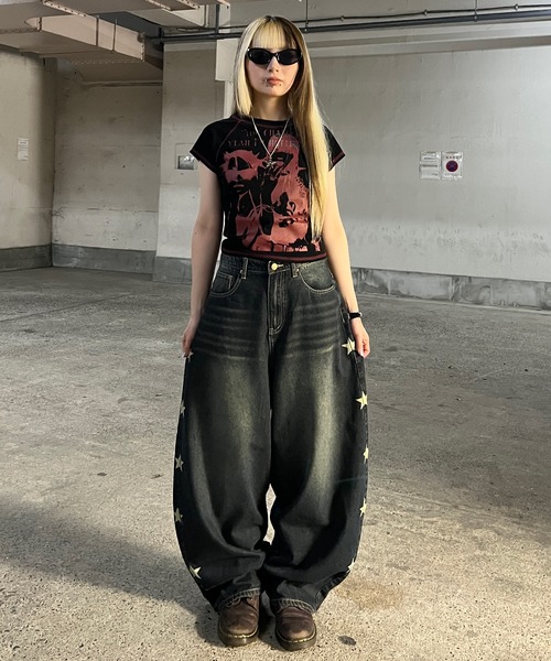 ジーンズ デニム デニムパンツ サイドスターカーブデニム レディース