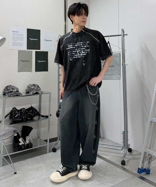 ワイドパンツ ジーンズ デニム デニムパンツ サイドスターカーブデニム