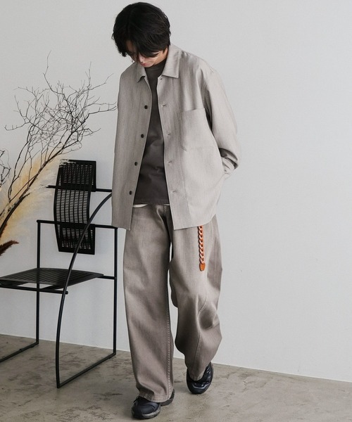 「WYM LIDNM」 加工デニムパンツ L ブラウン メンズ
