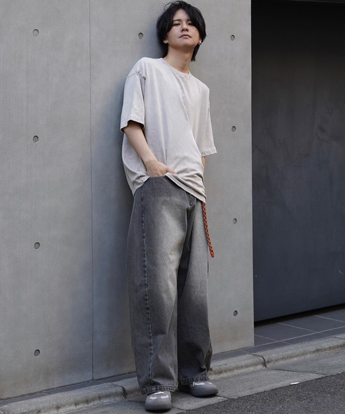 「WYM LIDNM」 加工デニムパンツ L ブラウン メンズ