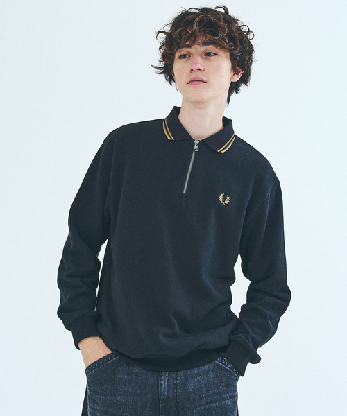 Fred Perry ブラック トレーナー FRED PERRY フレッドペリー トレーナー メンズ エンブロイダード