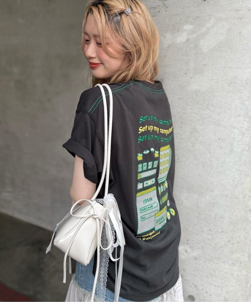 「DOUBLE NAME」 半袖Tシャツ FREE オフホワイト レディース_画像4