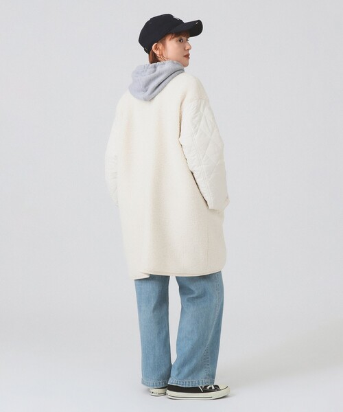 Ray BEAMS（レイ ビームス） ノーカラーコート コート ボア キルト