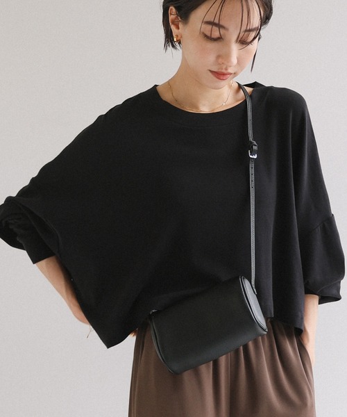 CHANEL ブラック 長袖Tシャツ　s相当　短丈 evernavy tシャツ ソフトフライス長袖Tシャツ 「ショート丈