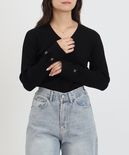 TRUDEA ニット セーター Vネックハトメカフスニット レディース