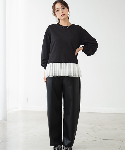 ELFRANK パンツ 「2025AW」フェイクレザー カーブパンツ「洗える