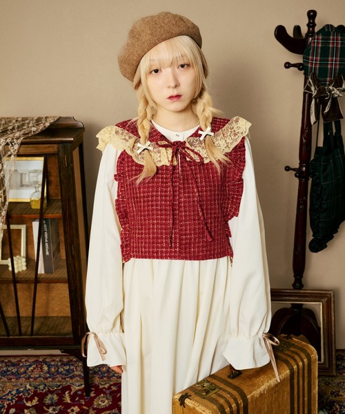 美品　cccmalie シーマリー ツイードジレ ベスト タック ベージュ green label relaxing（グリーンレーベルリラクシング） ベスト ジレ