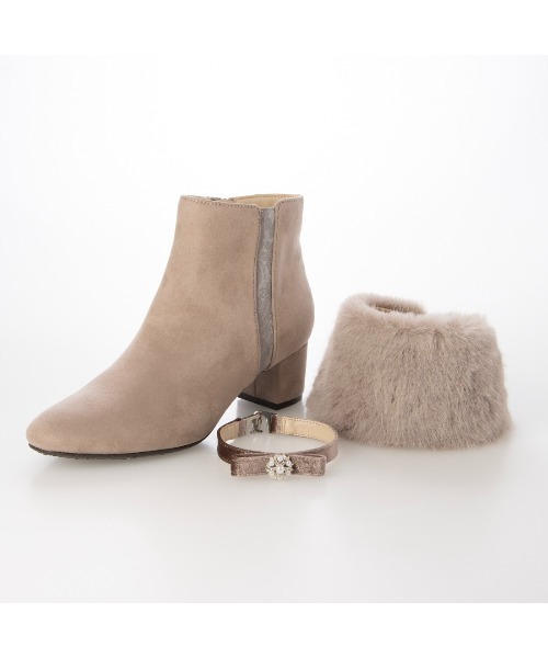 Pitti（ピッティ） ブーツ 4WAYファービジューリボンベルトショート