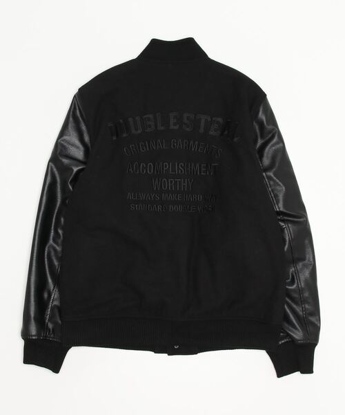 「DOUBLE STEAL」 スタジャン MEDIUM チャコールグレー×ブラック メンズ_画像2