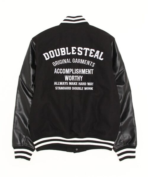 「DOUBLE STEAL」 スタジャン MEDIUM チャコールグレー×ブラック メンズ_画像4