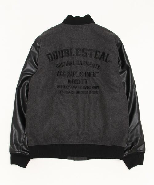 「DOUBLE STEAL」 スタジャン MEDIUM チャコールグレー×ブラック メンズ_画像5