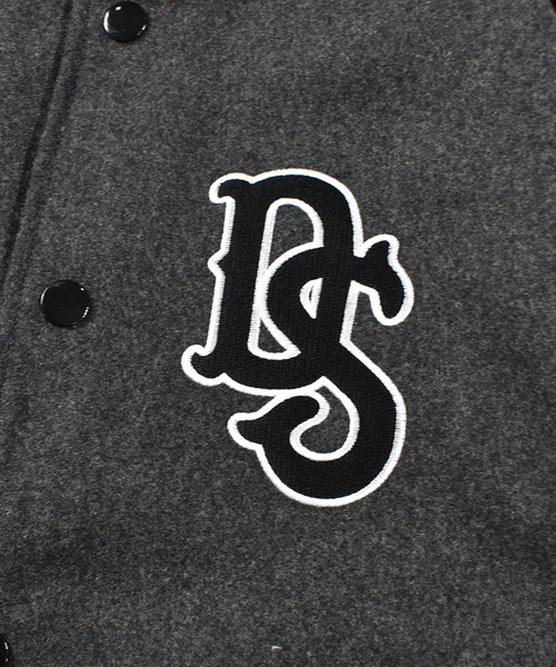 「DOUBLE STEAL」 スタジャン MEDIUM チャコールグレー×ブラック メンズ_画像6