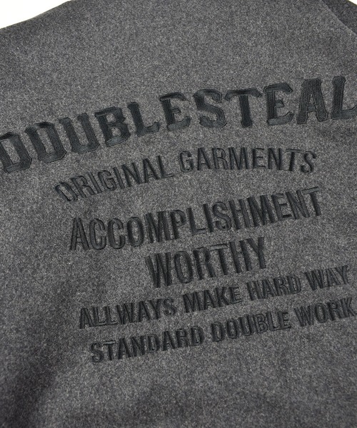 「DOUBLE STEAL」 スタジャン MEDIUM チャコールグレー×ブラック メンズ_画像9
