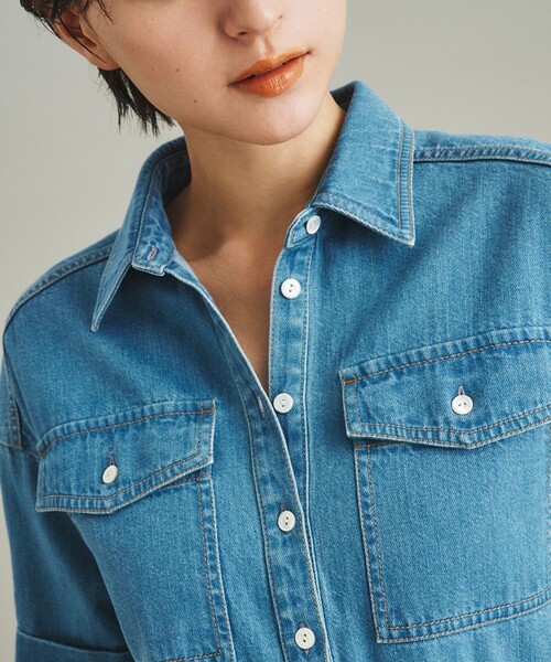 「GRACE CONTINENTAL」 半袖ワンピース 36 インディゴブルー レディース_画像6