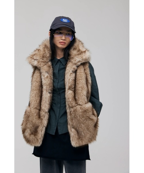 コート アウター Faux Fur Mini Jacket レディースの画像