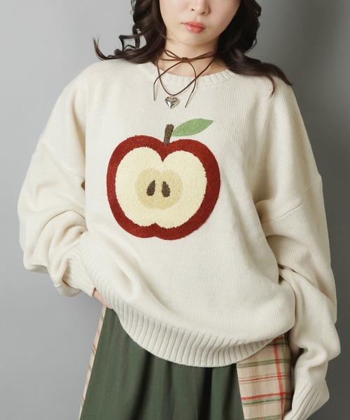 ベル SINSS POPUP限定 ニット SPINNS（スピンズ） ニット セーター ゆるかわりんごさがら刺繍のNEO森