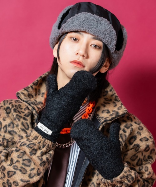 手袋 an meets zakka ループパイルモコモコネップニットミトングローブ