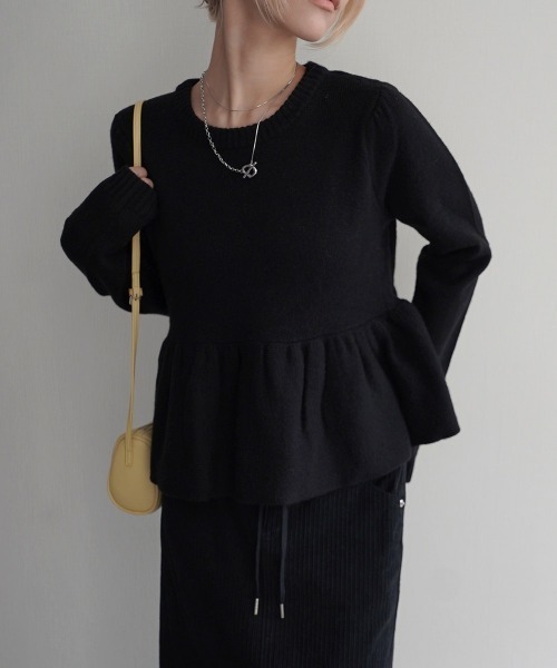 Rashik ニット セーター 裾バルーンニットプルオーバー レディース