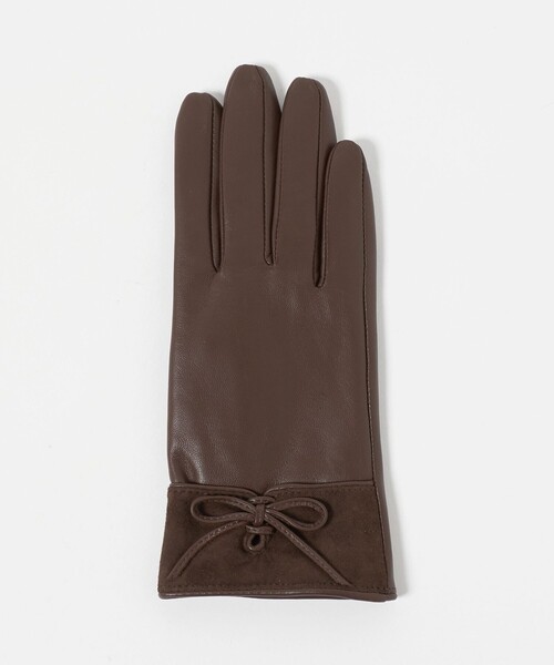 ビューティー＆ユース ユナイテッドアローズ（BEAUTY&YOUTH）/レザー×スエード コンビ リボン グローブ BEAUTY＆YOUTH UNITED ARROWS 手袋 レザー×スエード コンビ リボン