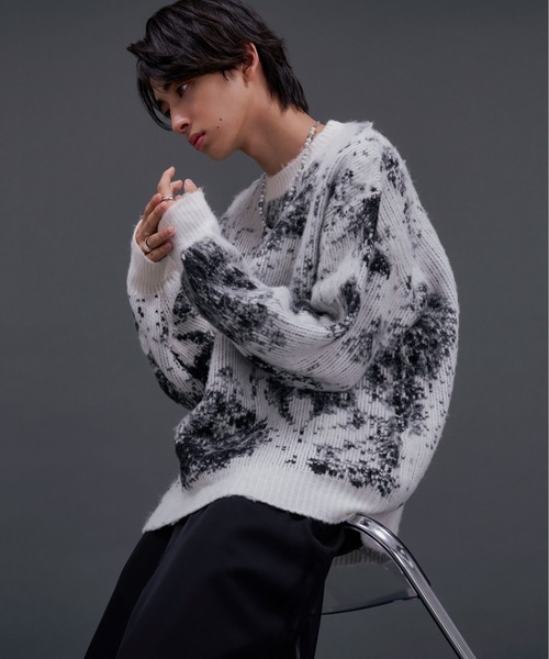 「Ellno Loset」 長袖ニット MEDIUM オフホワイト メンズ_画像4