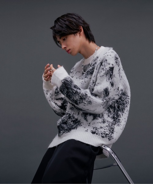 「Ellno Loset」 長袖ニット MEDIUM オフホワイト メンズ_画像5