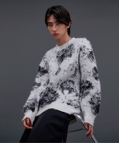「Ellno Loset」 長袖ニット MEDIUM オフホワイト メンズ_画像6