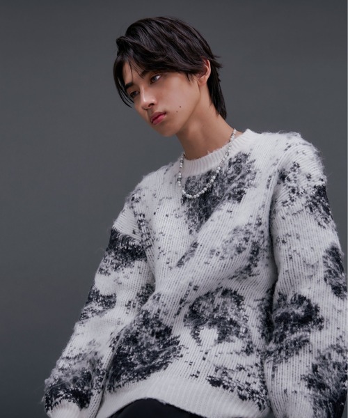 「Ellno Loset」 長袖ニット MEDIUM オフホワイト メンズ_画像7