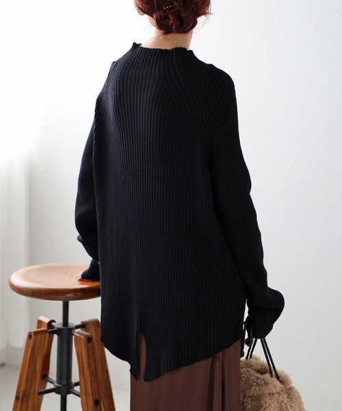 「＆HALF」 「noa-ge」長袖ニット FREE ブルー レディース_画像2