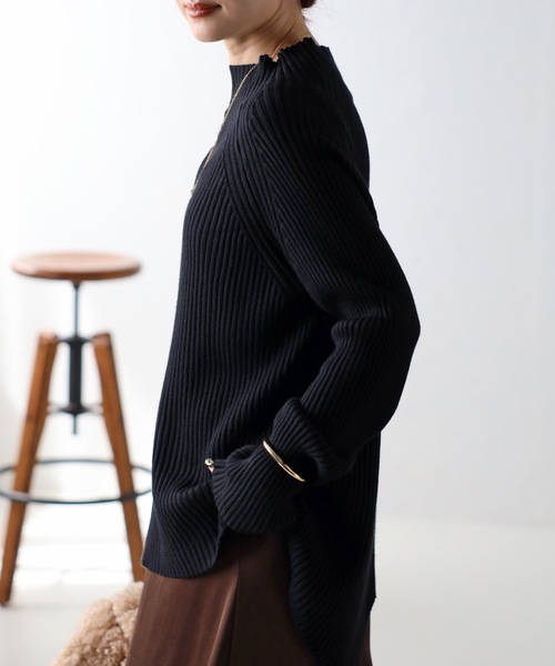 「＆HALF」 「noa-ge」長袖ニット FREE ブルー レディース_画像3