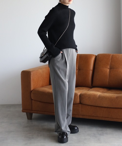 「＆HALF」 「noa-ge」長袖ニット FREE ブルー レディース_画像9