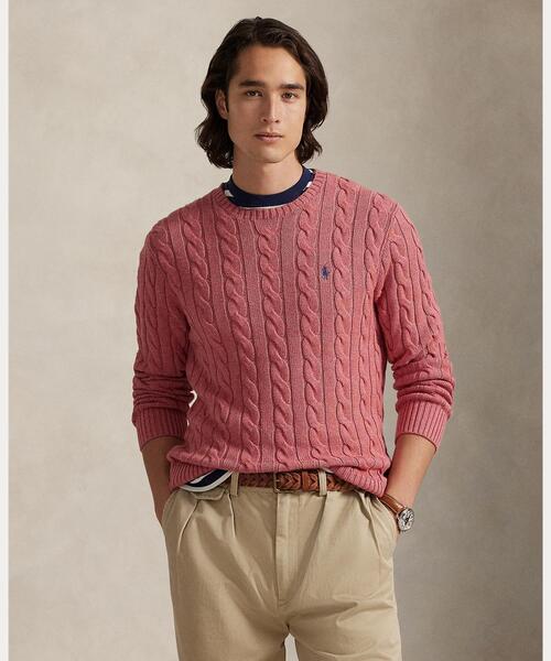 MY　ポロラルフローレン　コットンニットセーター　XL （赤4） POLO RALPH LAUREN（ポロ・ラルフローレン） セーター ニット ケーブル