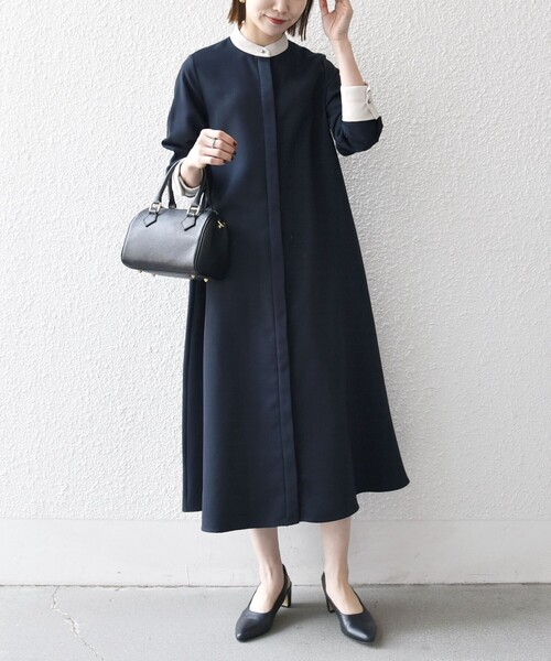 SHIPS any 「SHIPS any」 長袖ワンピース ONE SIZE ネイビー