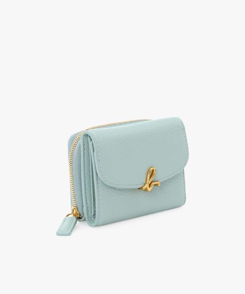 未使用　agnes b. レザー三つ折り財布 がま口　グリーン×ホワイト agnes b.（アニエスベー） 財布 レザー 三つ折り ミニ ウォレット ”The