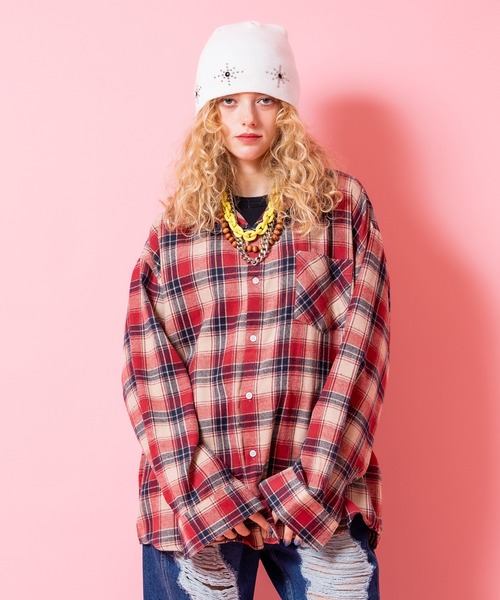 「ankoROCK」 「AOMM」長袖ネルシャツ ONESIZE レッド メンズ | ankoROCK