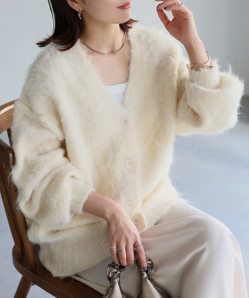 「Riberry」 ニットカーディガン FREE ブラウン レディース_画像7