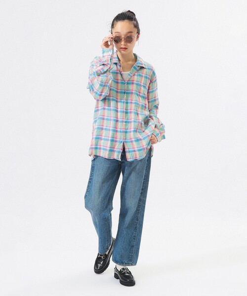 ブラウス シャツ 「別注」INDIVIDUALIZED SHIRTS / オープン カラー シャツ「イージーケア」 レディースの画像
