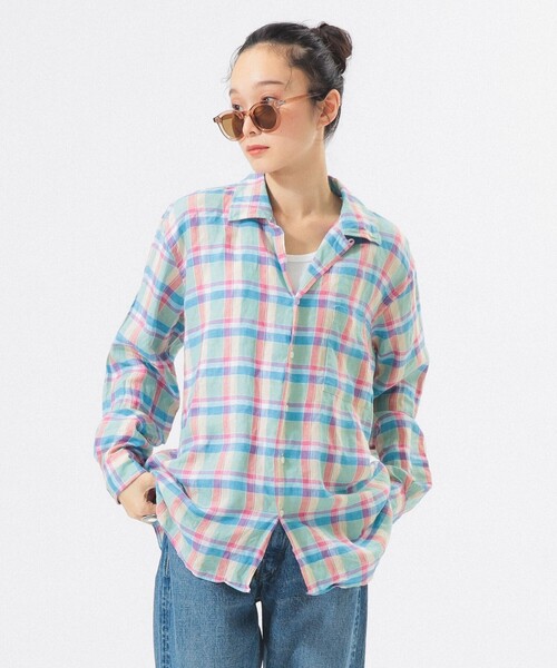 ブラウス シャツ 「別注」INDIVIDUALIZED SHIRTS / オープン カラー シャツ「イージーケア」 レディースの画像