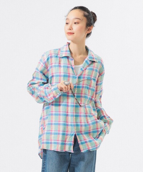 ブラウス シャツ 「別注」INDIVIDUALIZED SHIRTS / オープン カラー シャツ「イージーケア」 レディースの画像