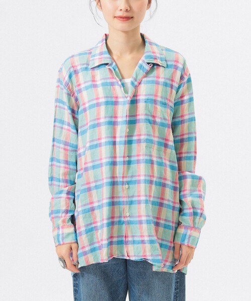 ブラウス シャツ 「別注」INDIVIDUALIZED SHIRTS / オープン カラー シャツ「イージーケア」 レディースの画像