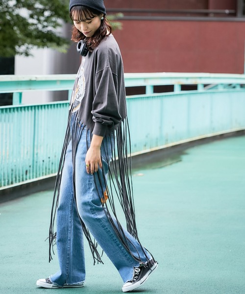 「etsinta」 長袖カットソー ONE SIZE ブルー レディース_画像3