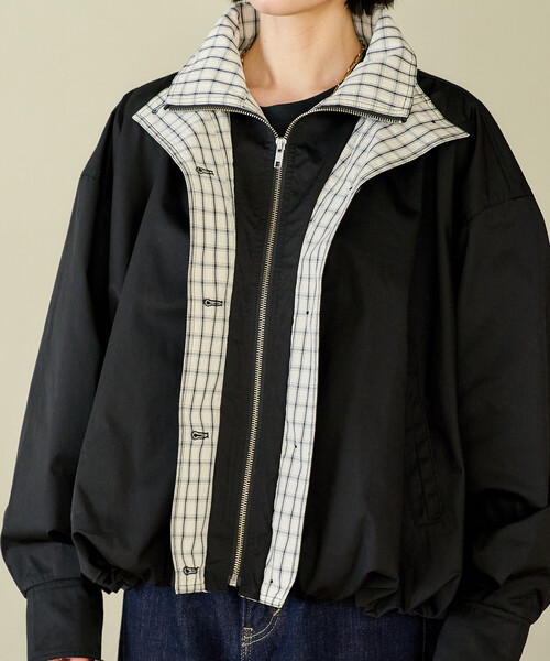 S 新品 FREAK'S STORE 配色 チェック ダブル襟 バルーンコート FREAK'S STORE/配色 チェック ダブル襟 バルーンコート｜Daytona Park