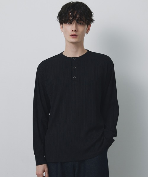CIYOT tシャツ 「CIYOT」テレコリブ ニットライク ヘンリーネック 長袖